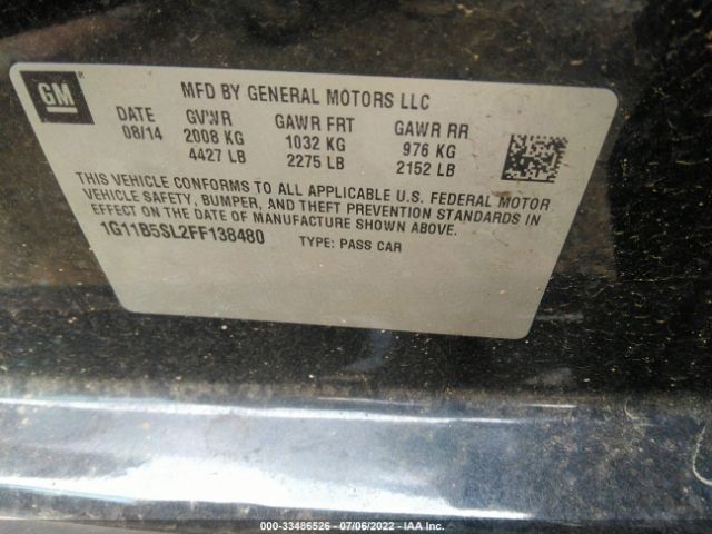 Photo 8 VIN: 1G11B5SL2FF138480 - CHEVROLET MALIBU 