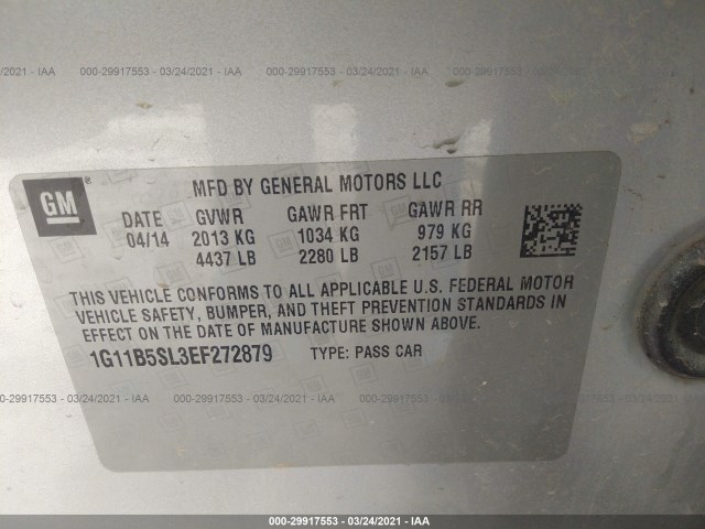 Photo 8 VIN: 1G11B5SL3EF272879 - CHEVROLET MALIBU 