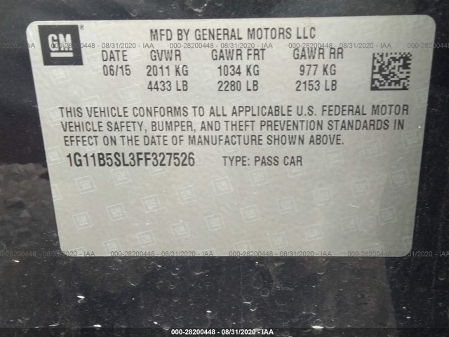 Photo 8 VIN: 1G11B5SL3FF327526 - CHEVROLET MALIBU 