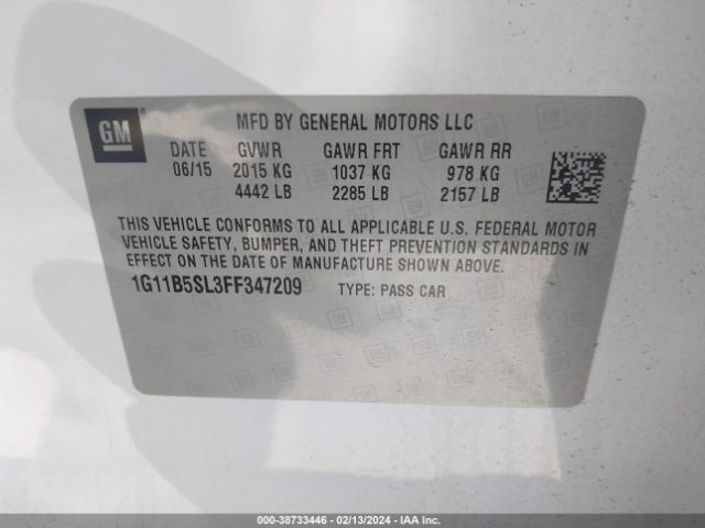 Photo 8 VIN: 1G11B5SL3FF347209 - CHEVROLET MALIBU 