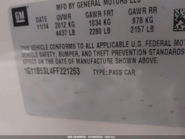 Photo 8 VIN: 1G11B5SL4FF221263 - CHEVROLET MALIBU 