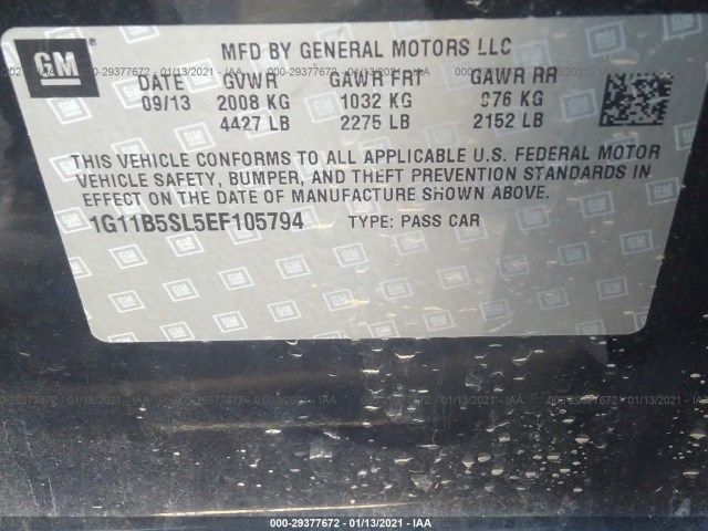 Photo 8 VIN: 1G11B5SL5EF105794 - CHEVROLET MALIBU 