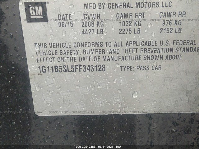 Photo 8 VIN: 1G11B5SL5FF343128 - CHEVROLET MALIBU 