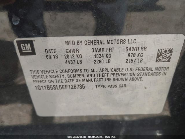 Photo 8 VIN: 1G11B5SL6EF126735 - CHEVROLET MALIBU 