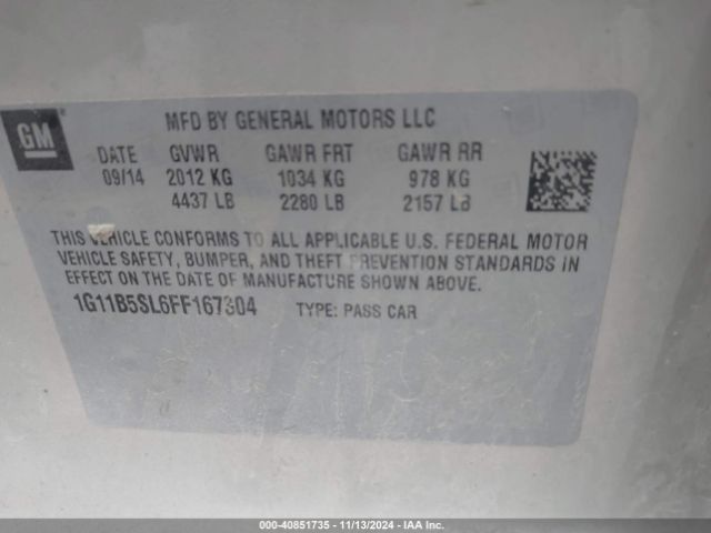 Photo 8 VIN: 1G11B5SL6FF167304 - CHEVROLET MALIBU 