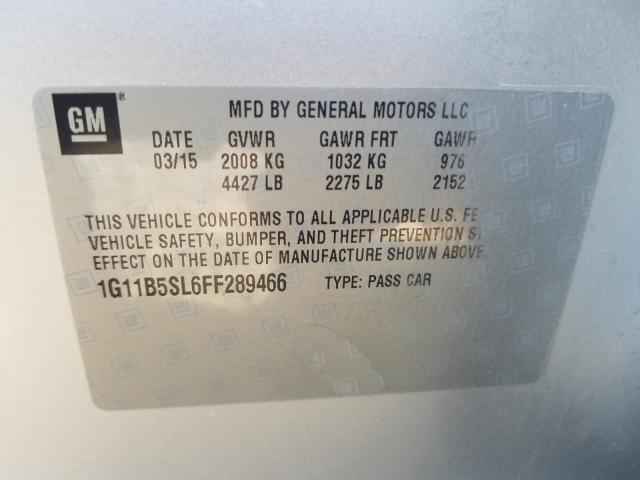 Photo 9 VIN: 1G11B5SL6FF289466 - CHEVROLET MALIBU LS 