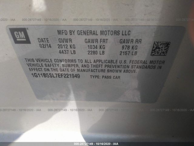 Photo 8 VIN: 1G11B5SL7EF221949 - CHEVROLET MALIBU 