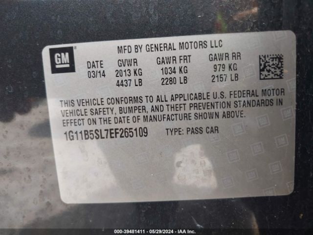 Photo 8 VIN: 1G11B5SL7EF265109 - CHEVROLET MALIBU 