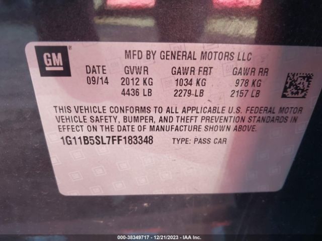 Photo 8 VIN: 1G11B5SL7FF183348 - CHEVROLET MALIBU 