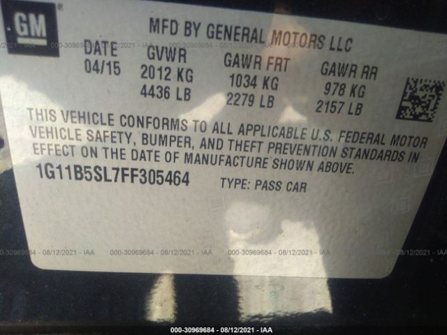 Photo 8 VIN: 1G11B5SL7FF305464 - CHEVROLET MALIBU 