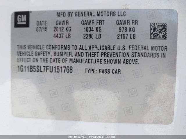 Photo 8 VIN: 1G11B5SL7FU151768 - CHEVROLET MALIBU 