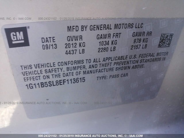 Photo 8 VIN: 1G11B5SL8EF113615 - CHEVROLET MALIBU 