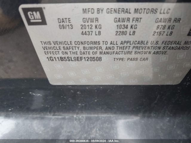 Photo 8 VIN: 1G11B5SL9EF120508 - CHEVROLET MALIBU 