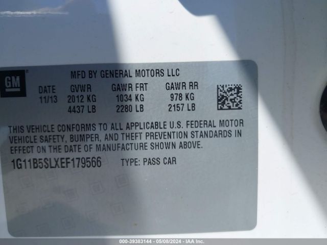 Photo 8 VIN: 1G11B5SLXEF179566 - CHEVROLET MALIBU 