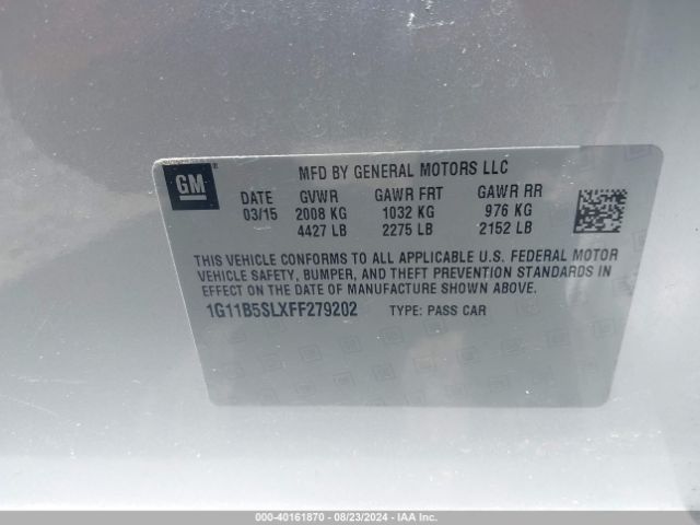 Photo 8 VIN: 1G11B5SLXFF279202 - CHEVROLET MALIBU 