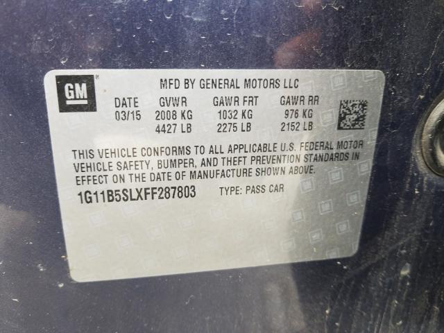 Photo 9 VIN: 1G11B5SLXFF287803 - CHEVROLET MALIBU LS 