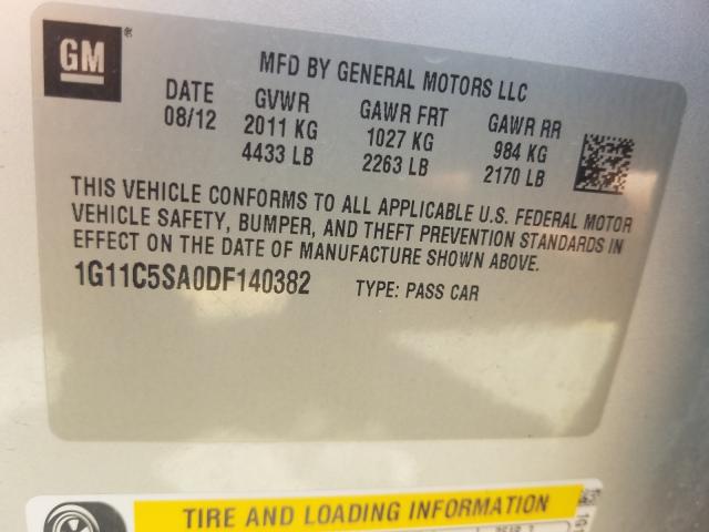 Photo 9 VIN: 1G11C5SA0DF140382 - CHEVROLET MALIBU 1LT 