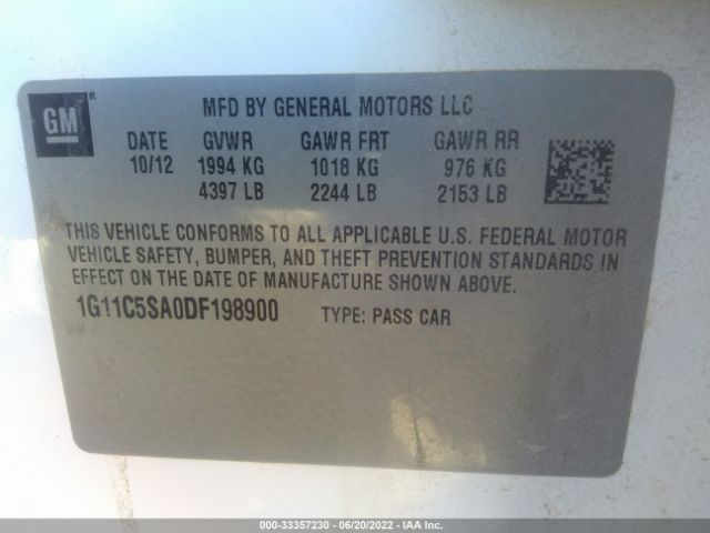 Photo 8 VIN: 1G11C5SA0DF198900 - CHEVROLET MALIBU 