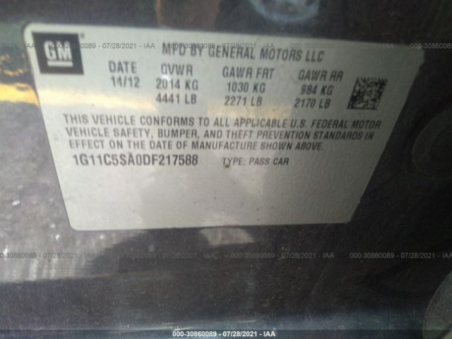 Photo 8 VIN: 1G11C5SA0DF217588 - CHEVROLET MALIBU 