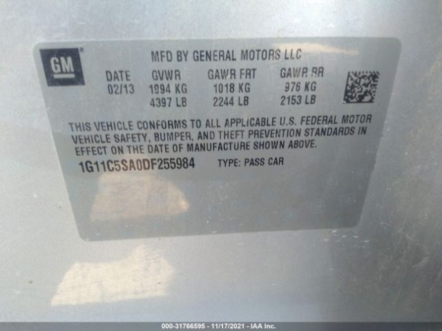 Photo 8 VIN: 1G11C5SA0DF255984 - CHEVROLET MALIBU 