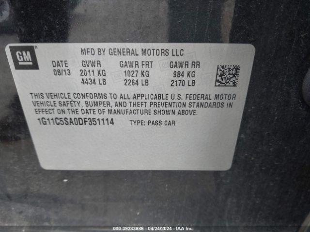 Photo 8 VIN: 1G11C5SA0DF351114 - CHEVROLET MALIBU 