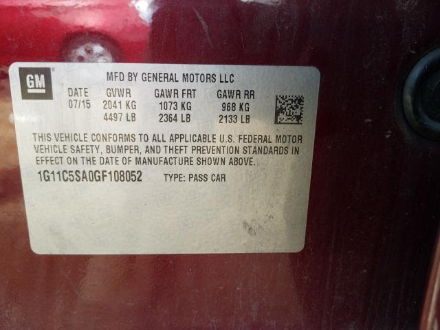 Photo 9 VIN: 1G11C5SA0GF108052 - CHEVROLET MALIBU LIM 