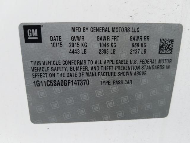 Photo 9 VIN: 1G11C5SA0GF147370 - CHEVROLET MALIBU LIM 