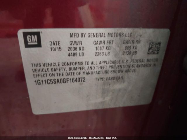 Photo 8 VIN: 1G11C5SA0GF164072 - CHEVROLET MALIBU LIMITED 