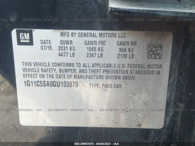 Photo 8 VIN: 1G11C5SA0GU103879 - CHEVROLET MALIBU LIMITED 