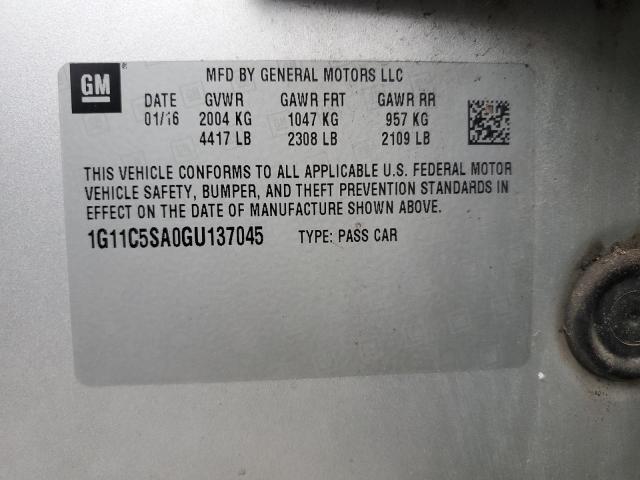 Photo 11 VIN: 1G11C5SA0GU137045 - CHEVROLET MALIBU LIM 