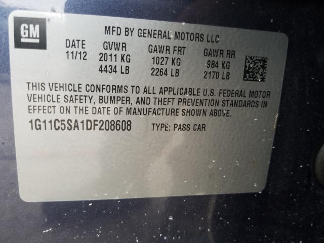 Photo 9 VIN: 1G11C5SA1DF208608 - CHEVROLET MALIBU 1LT 