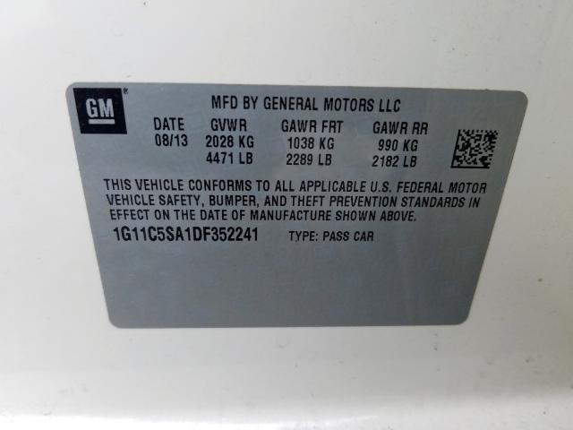 Photo 9 VIN: 1G11C5SA1DF352241 - CHEVROLET MALIBU 1LT 