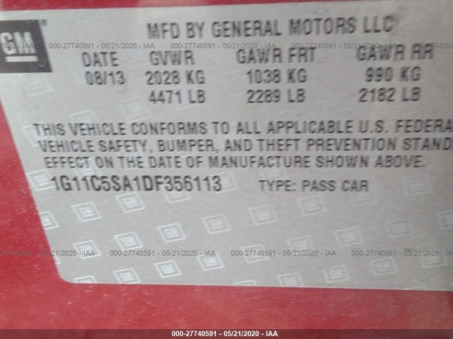 Photo 8 VIN: 1G11C5SA1DF356113 - CHEVROLET MALIBU 