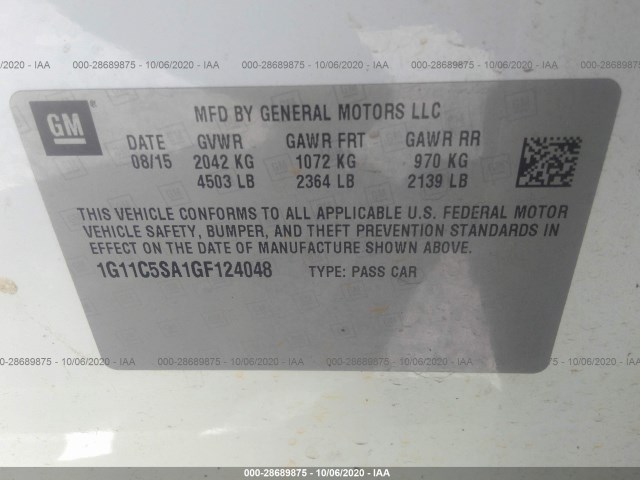 Photo 8 VIN: 1G11C5SA1GF124048 - CHEVROLET MALIBU LIMITED 