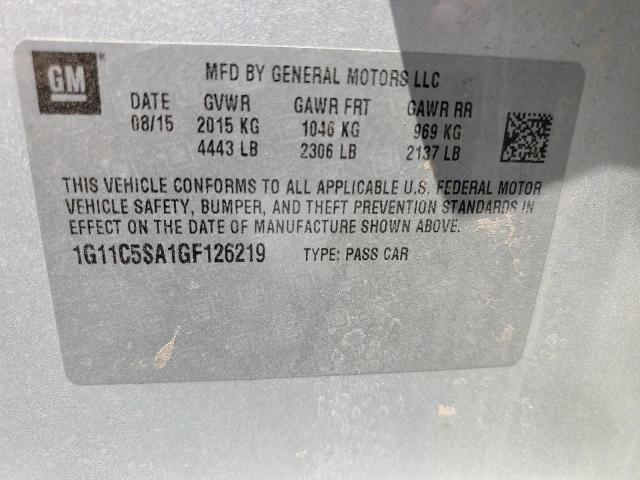 Photo 12 VIN: 1G11C5SA1GF126219 - CHEVROLET MALIBU 