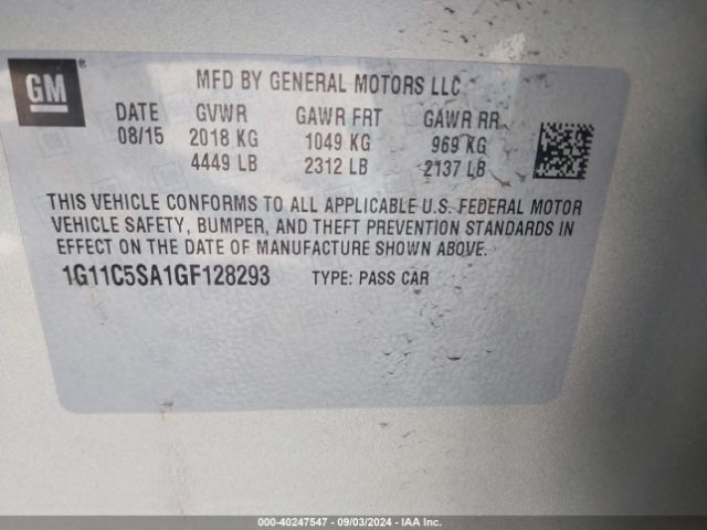 Photo 8 VIN: 1G11C5SA1GF128293 - CHEVROLET MALIBU LIMITED 