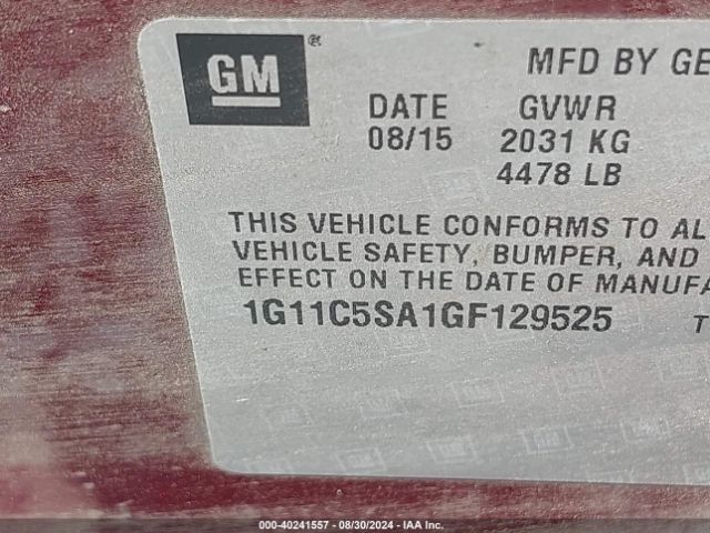 Photo 8 VIN: 1G11C5SA1GF129525 - CHEVROLET MALIBU LIMITED 