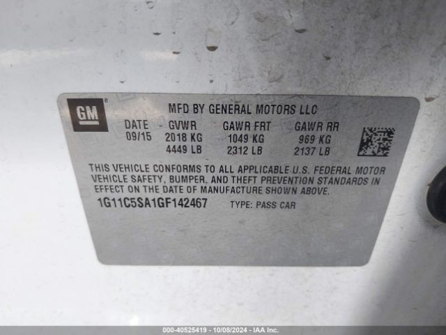 Photo 8 VIN: 1G11C5SA1GF142467 - CHEVROLET MALIBU LIMITED 