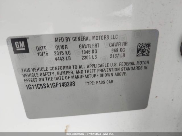 Photo 8 VIN: 1G11C5SA1GF148298 - CHEVROLET MALIBU LIMITED 