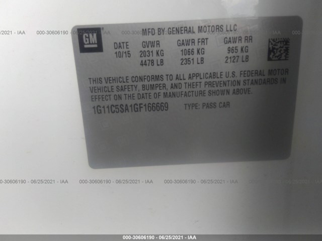 Photo 8 VIN: 1G11C5SA1GF166669 - CHEVROLET MALIBU LIMITED 