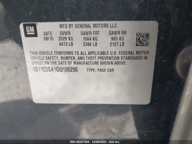 Photo 8 VIN: 1G11C5SA1GU106290 - CHEVROLET MALIBU LIMITED 