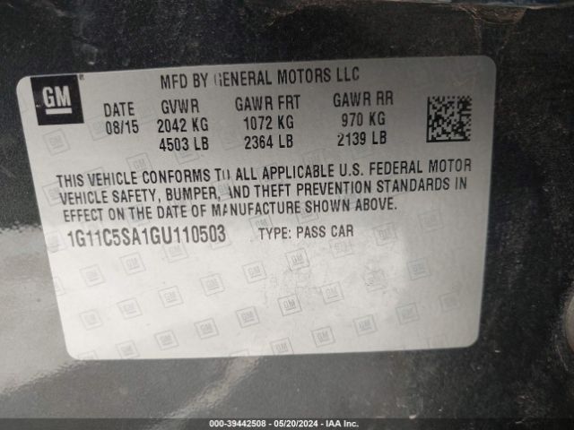 Photo 8 VIN: 1G11C5SA1GU110503 - CHEVROLET MALIBU LIMITED 