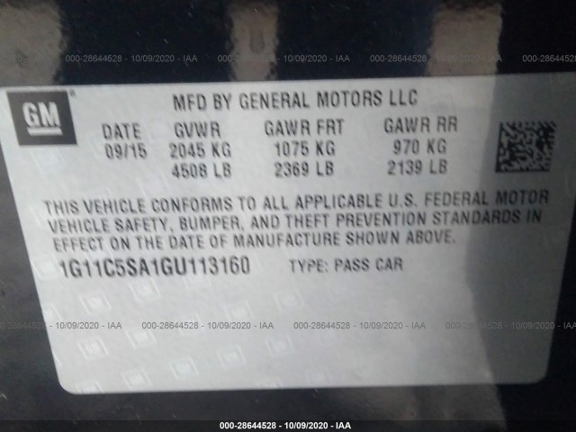 Photo 8 VIN: 1G11C5SA1GU113160 - CHEVROLET MALIBU LIMITED 