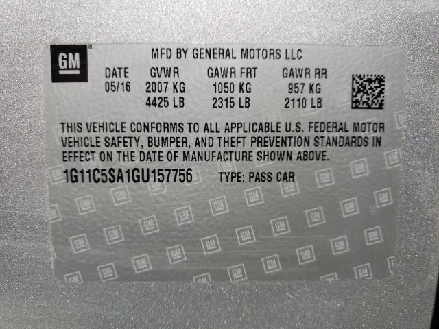 Photo 9 VIN: 1G11C5SA1GU157756 - CHEVROLET MALIBU LIM 