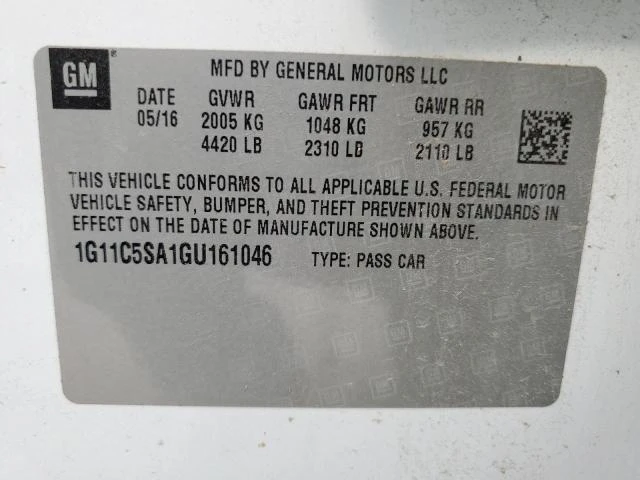 Photo 11 VIN: 1G11C5SA1GU161046 - CHEVROLET MALIBU LIM 