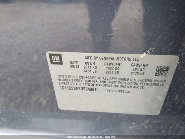 Photo 8 VIN: 1G11C5SA2DF349610 - CHEVROLET MALIBU 