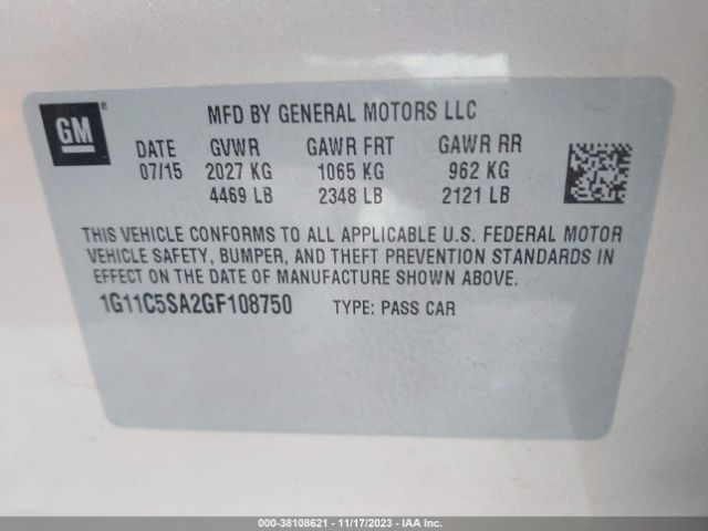 Photo 8 VIN: 1G11C5SA2GF108750 - CHEVROLET MALIBU LIMITED 