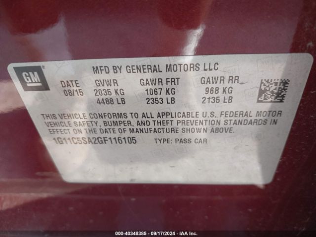 Photo 8 VIN: 1G11C5SA2GF116105 - CHEVROLET MALIBU LIMITED 