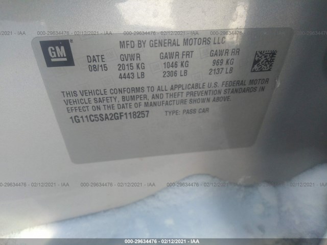 Photo 8 VIN: 1G11C5SA2GF118257 - CHEVROLET MALIBU LIMITED 