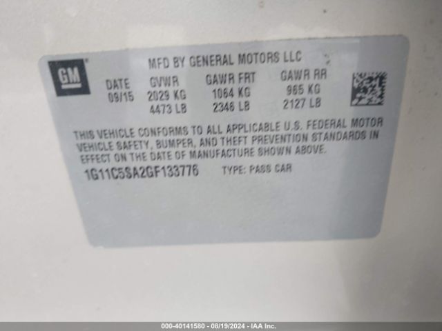 Photo 8 VIN: 1G11C5SA2GF133776 - CHEVROLET MALIBU LIMITED 